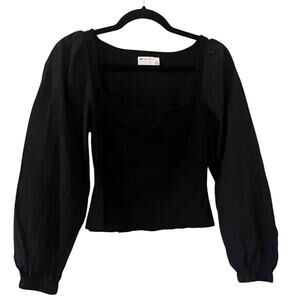 ASOS Black Puff Sleeve Crop Top US Women’s Size 6